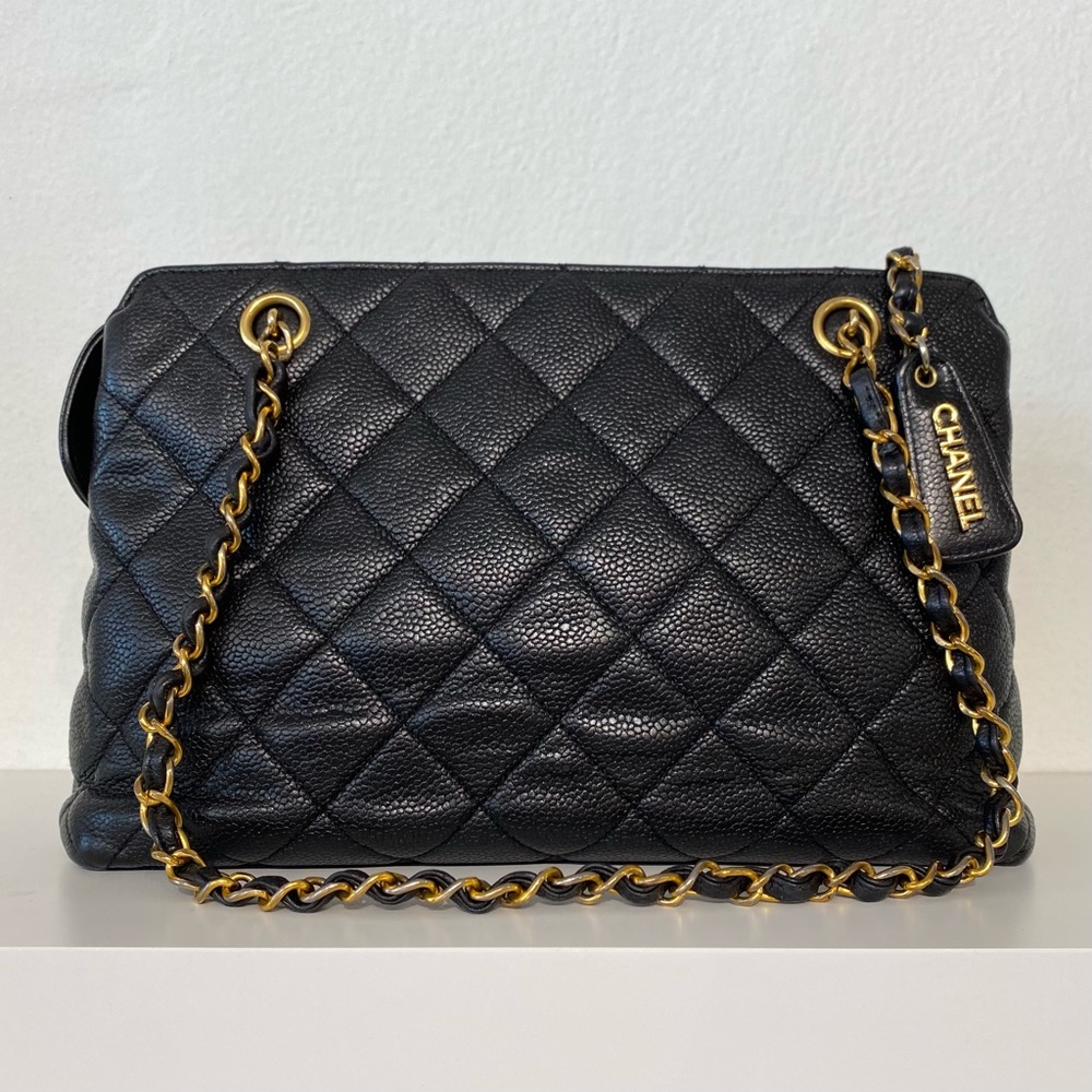 SOLD Authentic Chanel Vintage Black Caviar Tote Bag - Picture 2 of 16